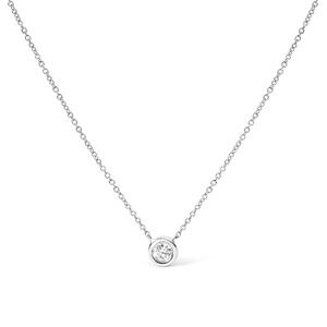 Haus of Brilliance 10K White Gold Diamond Bezel-Set Solitaire Pendant Necklace